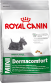 Royal Canin Mini Dermacomfort (Мини дермакомфорт) Полнорационный сухой корм для собак мелких размеров (вес взрослой собаки до 10 кг) старше 10 месяцев с раздраженной и зудящей кожей.