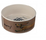 Миска "TRIXIE" керамическая,  для собак с рисунком "HURRY" , серо-коричневая/кремовая